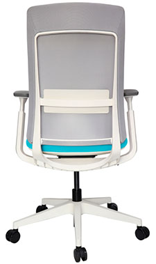 sillón semi ejecutivo para oficina en color blanco con asiento tapizado tela al color de su elección y respaldo con soporte lumbar y pistón neumático de gas