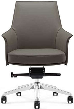 sillón semi ejecutivo para oficina respaldo bajo tapizado en piel con base de aluminio pulido para dama