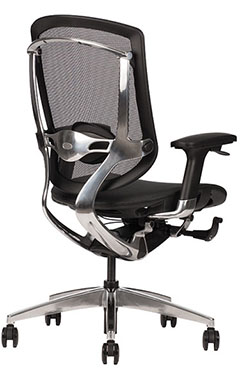 sillones semi ejecutivos para oficina con asiento y respaldo tapizado en malla con ajuste de altura y estructura de aluminio
