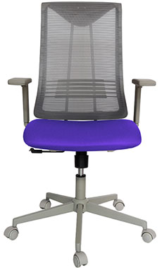 sillones semi ejecutivos para oficina con respaldo tapizado en malla color gris y descansa brazos ajustables