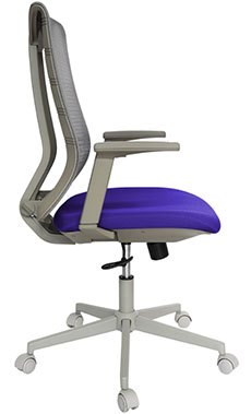 sillones semi ejecutivos para oficina con respaldo tapizado en malla color gris con soporte lumbar ajustable