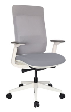 sillones semi ejecutivos para oficina en color blanco con gris con base cromada
