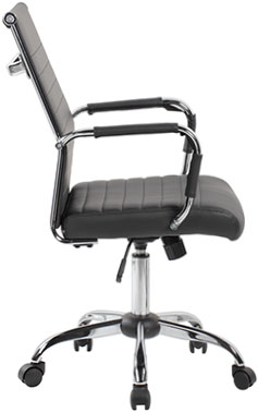 sillones semi ejecutivos para oficina respaldo bajo tapizados imitación piel color negro con base metálica cromada con rodajas