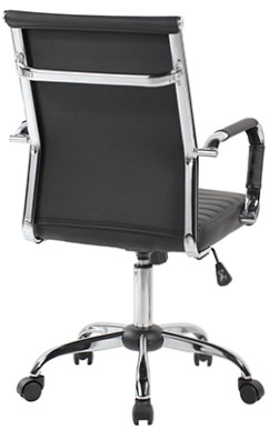 sillones semi ejecutivos para oficina respaldo bajo tapizados imitación piel color negro con descasa brazos en forma de escuadra