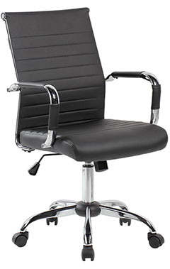 sillones semi ejecutivos para oficina respaldo bajo tapizados imitación piel color negro con mecanismo reclinable