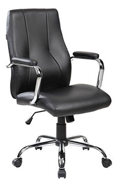 sillones semi ejecutivos reclinables con soporte lumbar y base de metálica cromada color negro