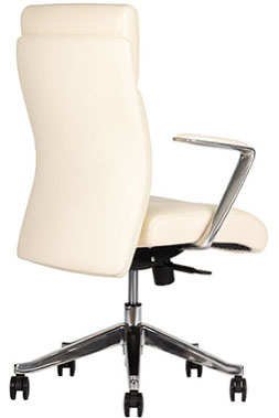 sillones semi ejecutivos respaldo medio tapizados en piel genuina con descansabrazos y base de aluminio y ajuste de altura por medio de pistón neumático
